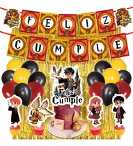 Comprar Globos+ Banderin+ Topper+ Cortinas Harry Potter Feliz Cumple Bordó Harry Potter Gryffindor Feliz Cumple