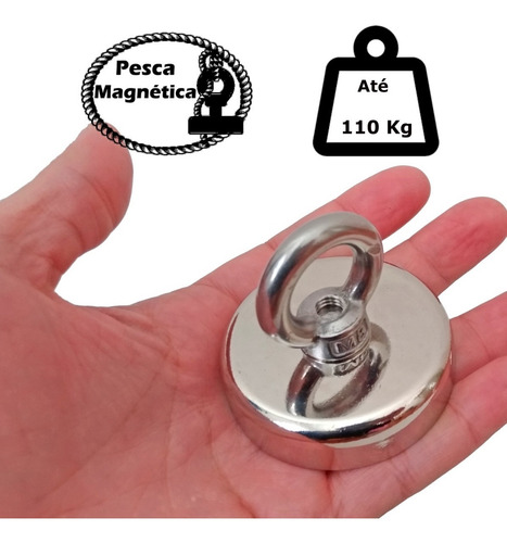 Imagem 8 de 9 de Imã De Neodímio Para Pesca Magnetica Até 110 Kg De Tração
