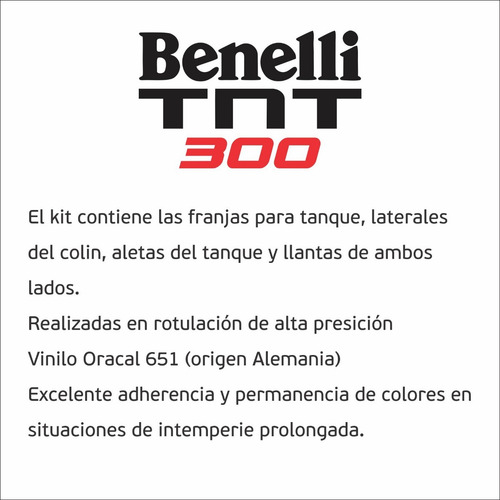 Calcos Benelli Tnt 300 Kit Deportivo - Envios