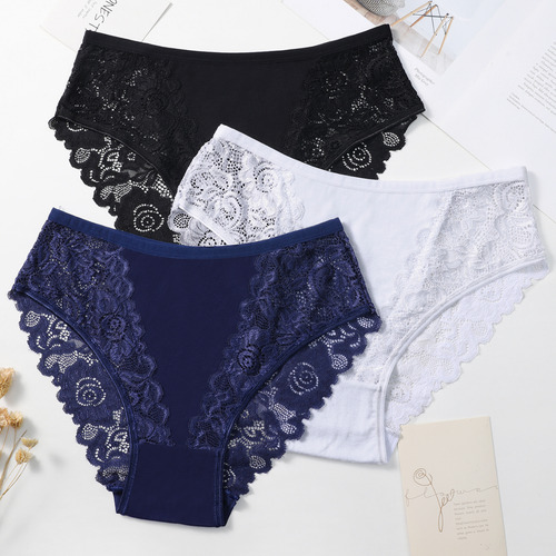 Pack X3 Bragas Grande Blanco - Encaje Elástico Pureza Mujer