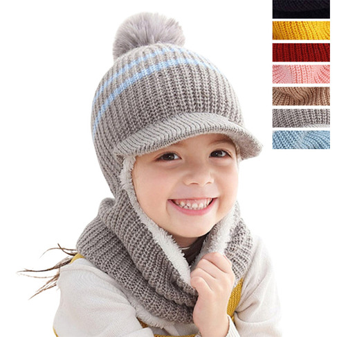 -gorro De Punto Con Forro Polar Para Bebés Y Niños Pequeños,