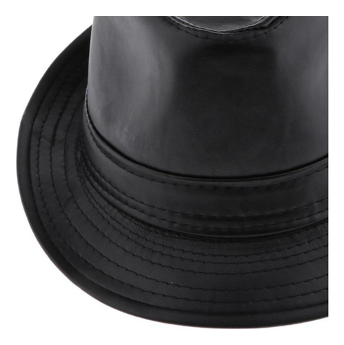 Sombrero De Copa De Cuero Pu Gorro De Jazz Clásico Unisex
