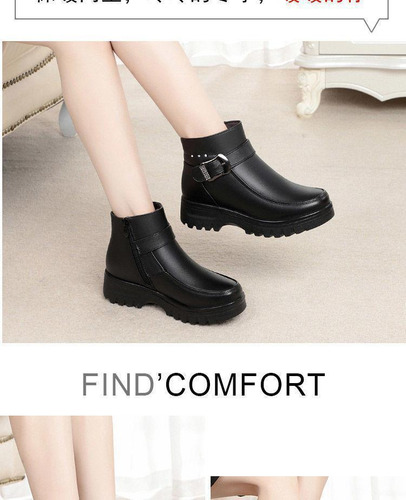 Botas De Nieve Para Mujer Cálidas Botas De Cuero De Felpa