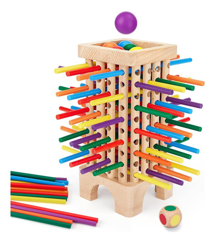 Juego Montessori De Mesa De Madera Con 42 Palos Coloridos