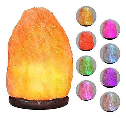 Lampara De Sal Del Himalaya Con Luz Led De 8 Colores