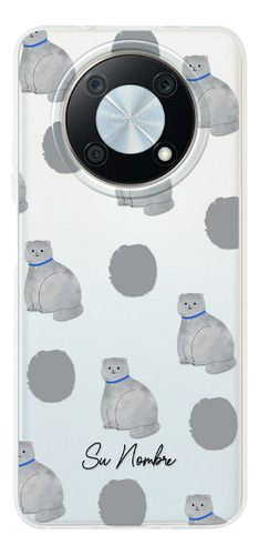 Funda Para Huawei Para Mujer Gatito Gris Con Personalizacion