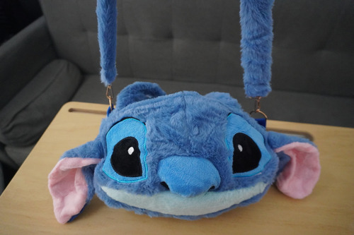 Cartera Morral Bolso Stitch De Peluche Celeste Lisa Celeste