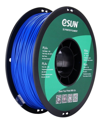 Filamento esun premium Pla+ escarchado 1.75mm 1kg color azul