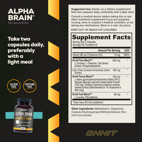 Suplemento Nootrópico Premium Nootrópico Onnit Alpha Brain 9
