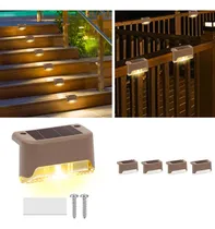 Comprar Set 4 Lamparas Panel Solar Luz Led Escalones Jardín Exterior