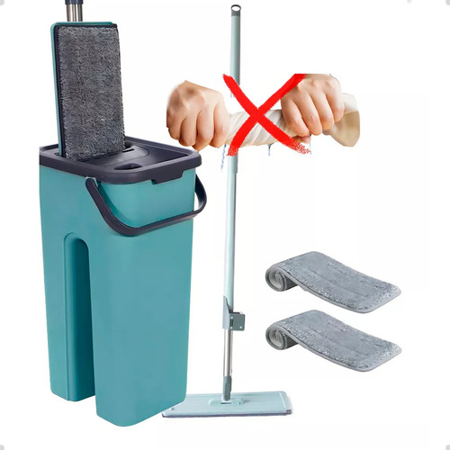 Rodo Flat Mop E Balde Lava Seca Profissional Com 2 Refis