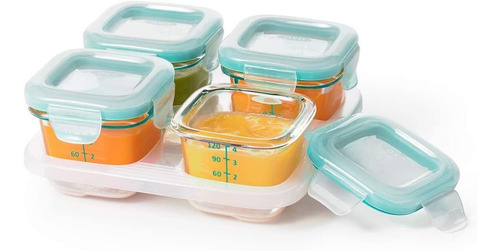 Imagen 3 de 7 de Oxo Tot Vidrio 4 Contenedor Hermético Almacena Comida Bebé