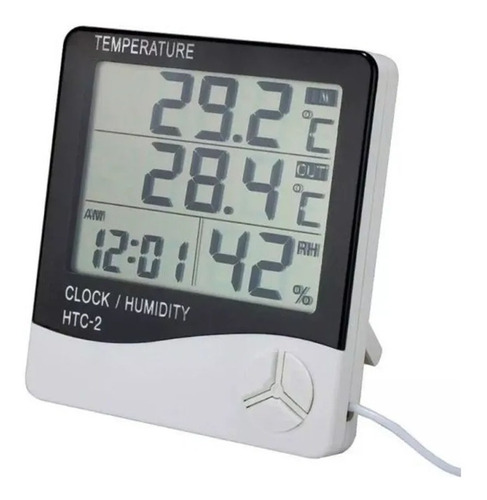 Imagen 1 de 4 de Higrómetro C/ Sonda Externa Reloj Alarma 