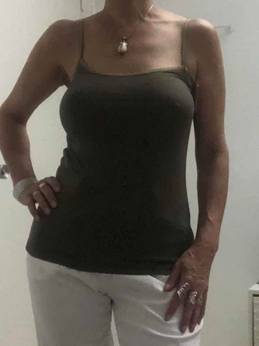 Remera Mujer Talle M Verde Militar Viscosa Y Lycra Perfecta