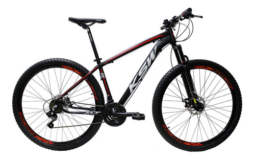 Bicicleta Aro 29 Ksw Expert Shimano Altus 24v Hidráulica Tamanho Do Quadro 19   Cor Preto/vermelho E Branco