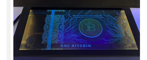 Billete Conmemorativo Dorado Bitcoin De Colección Laminado