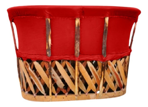 Sofá De Equipal De Piel Para 2 En Color Rojo Incluido Diseño De La Tela Big Ponme