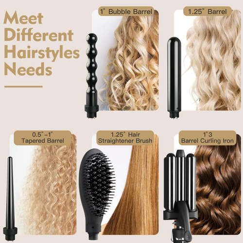 Set De Rizadores Wechip 5 En 1 Con Pelo Liso