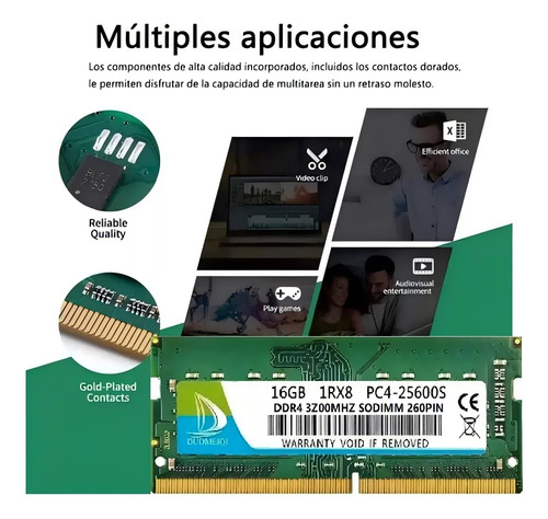 Memoria Ram DDR4 16g Gamer Ddr4-3200mhz Sodimm para laptops Pc4-25600 Duomeiqi CL17 260Pin verde