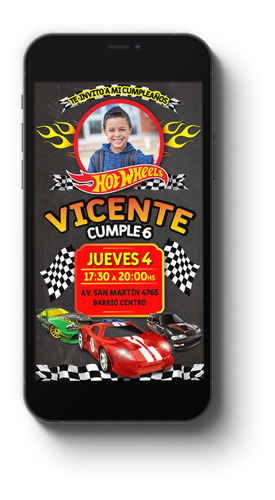 Tarjeta Virtual - Invitacion - Hot Wheels