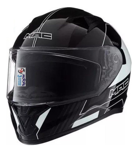 Jm Casco Mac Speed Dash Negro Y Blanco Brillo Black & White