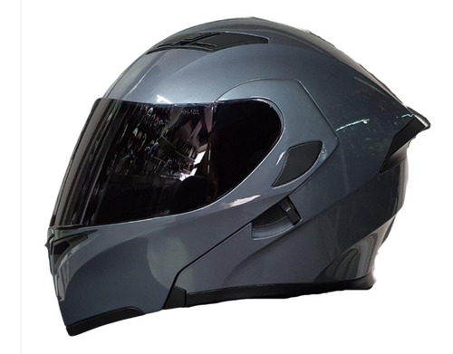 Imagen 1 de 10 de Casco Abatible R7 Racing Unscarred Doble Mica Gris