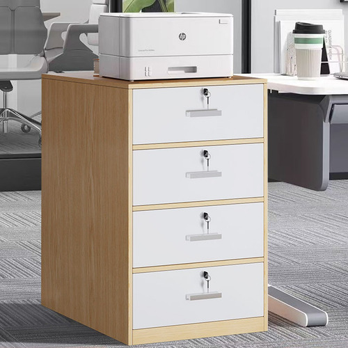 Archivero Madera 4cajone Oficina Con Color Roble 40*40*66cm Roble/blanco