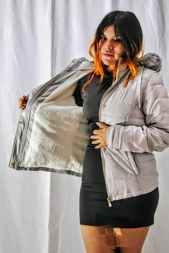 Campera Cuero Mujer Larga Con Peluche Importada Osha