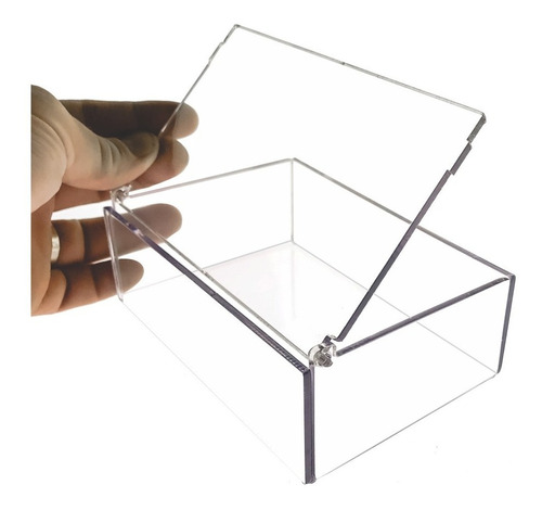 Caixa Multiuso Acrilico Cristal Organizadora 20x10x5cm Cor Transparente Tampa Flip