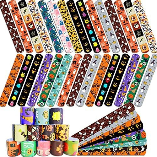 75pcs Niños Halloween Party Favors Slap Bracelets, 8x2dg