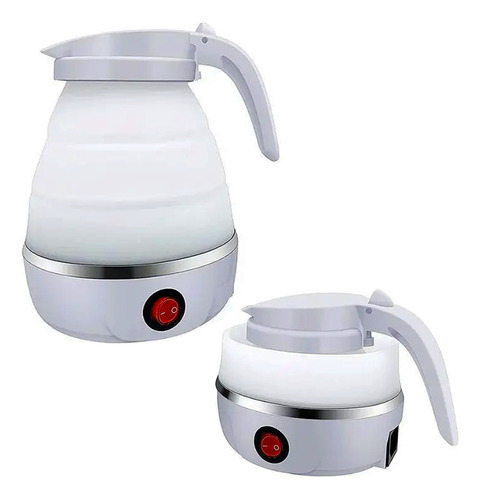 Mini Chaleira Elétrica Dobrável Silicone Prepara Chá E Café Cor Branco Voltagem 110v