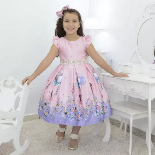 Vestido Tema Moana Baby - Meninas Bebês 6 Meses a 10 anos - Rosa