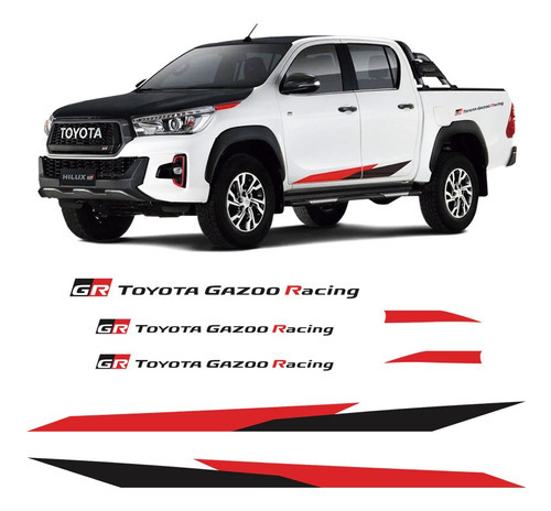 Adhesivo Hilux Gr para Toyota Gazoo Sport V6 Band, rojo/negro