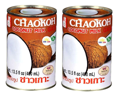 Leite De Coco Tailandês Chaokok 2x400ml 75% Extrato Th Lq