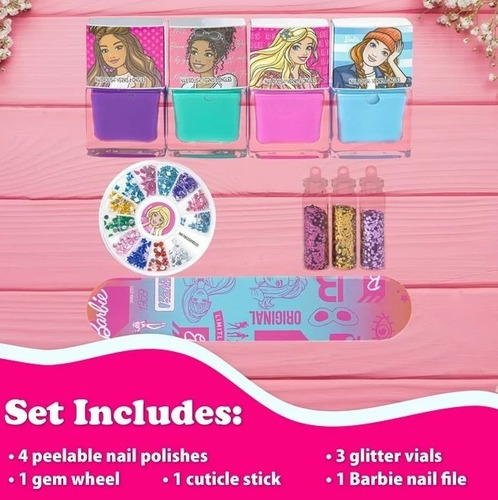 Kit De Esmaltes Barbie Infantil Atóxica Esmalteria Nail Art