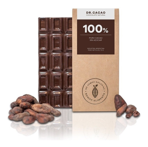 Tableta Chocolate Dr Cacao 100% Sin Azucar X70grs Envio X10