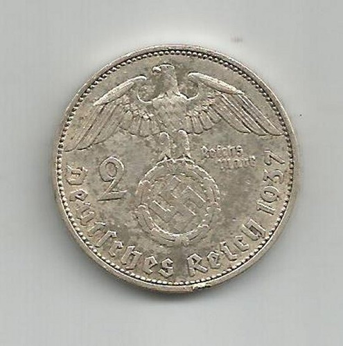 Moneda Alemania Nazi Tercer Reich 2 Reichsmark 1937 R-137