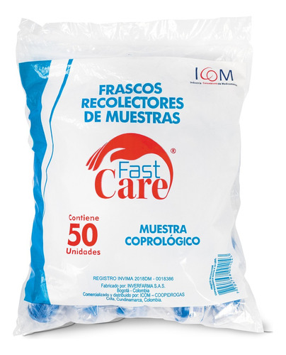 Frasco Muestra Coprológica 50 Unidades