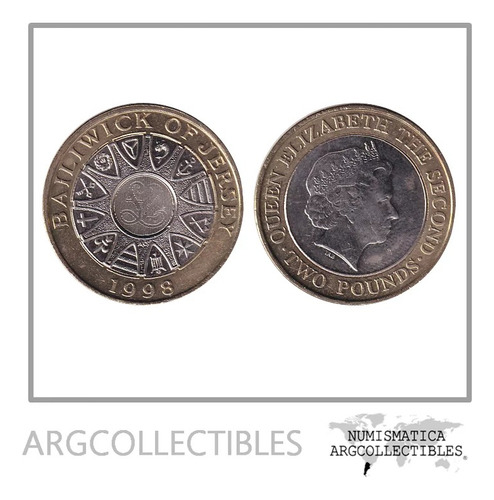 Jersey Moneda 2 Pounds 1998 Bimetalica Km-102 Unc