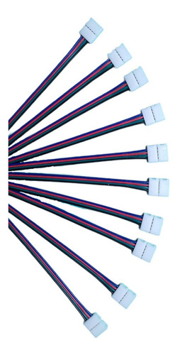 10 Conectores De Presion Rgb Y 15 Cm Cable 4 Pines Led @ti