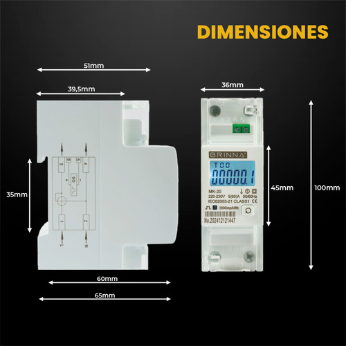 Medidor Luz Kw/h Brinna Riel Din