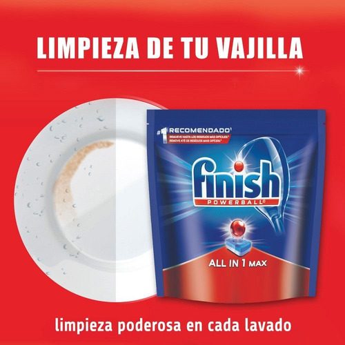 Imagen 4 de 6 de Tabletas Para Lavavajillas Automático Doypack Finish 30 U