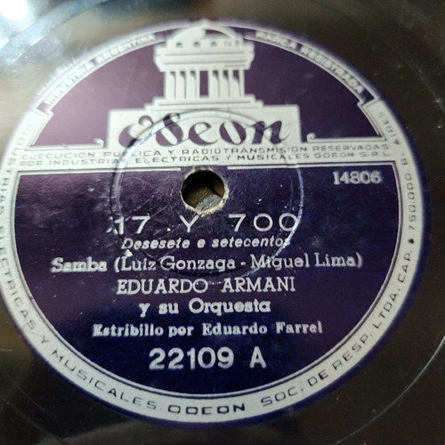 Pasta Eduardo Armani Y Su Orq Eduardo Farrel Odeon C619
