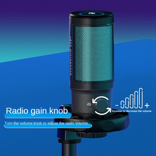Micrófono Usb Con Botón De Silencio Rgb Soporte Brazo