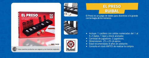 Imagen 7 de 8 de Juego De Mesa El Preso De Ruibal Juego De Numeros Y Dados