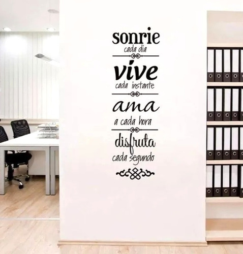 Vinilos Decorativos Pared  Frases Sonrie Ama Disfruta 120x40