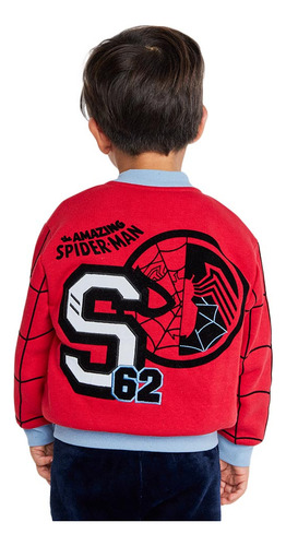 Sudadera Abierta Boton Spiderman Marvel Dono Rojo Para Bebe