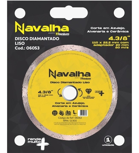 Disco Liso Navalha Titanium 4.3/8 P/ Mármore Porcelanato Cor Amarelo