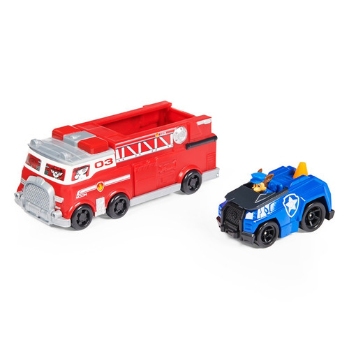 Paw Patrol Camión Bombero Auto Policía 2en1 17756 Color Rojo Multicolor
