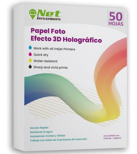 Papel Fotográfico Glossy Efecto 3d Holográfico 50 Hojas A4